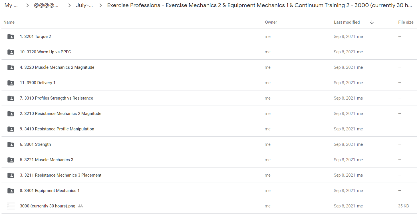Exercise Professional - Exercise Mechanics 2 & Equipment Mechanics 1 & Continuum Training 2 - 3000 (currently 30 hours)